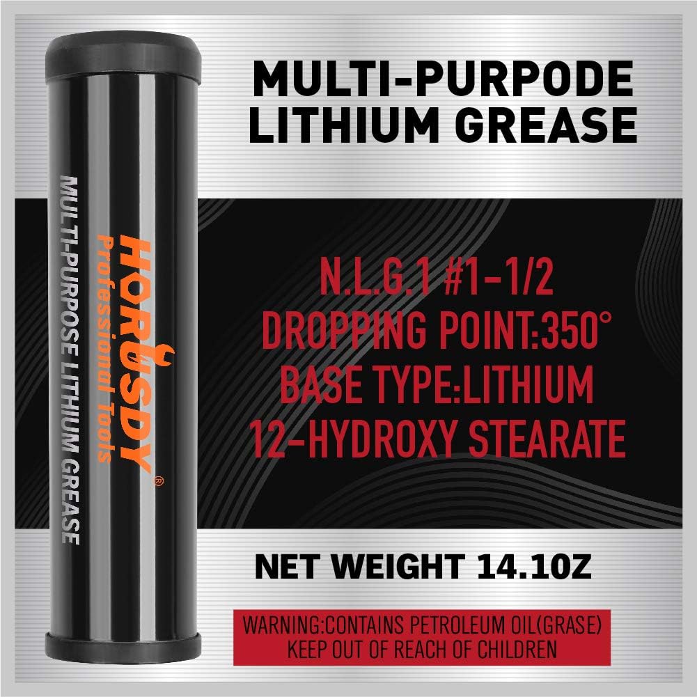HORUSDY 18-inch heavy-duty pistol grip grease gun with flexible hose and multipurpose lithium grease cartridge