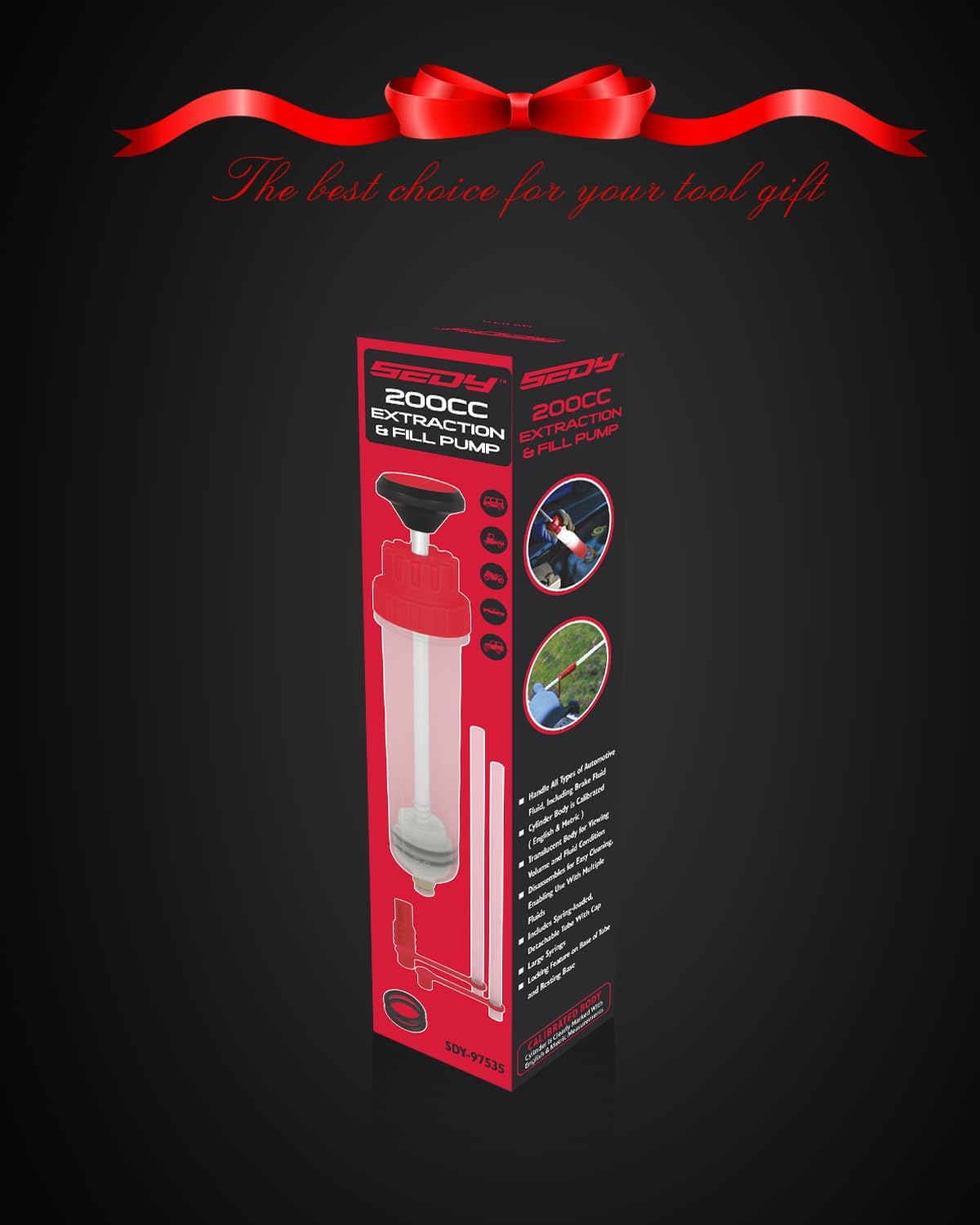 SEDY 200cc Oil Extraction & Fill Pump with Auto-Locking Tube and Precision Scale for Car Fluid Transfer