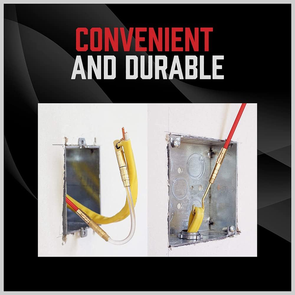 SEDY fiberglass wire running kit with 16 flexible rods and 5 brass attachments for pulling electrical wires through walls, conduits, attics, crawl spaces, and ceilings