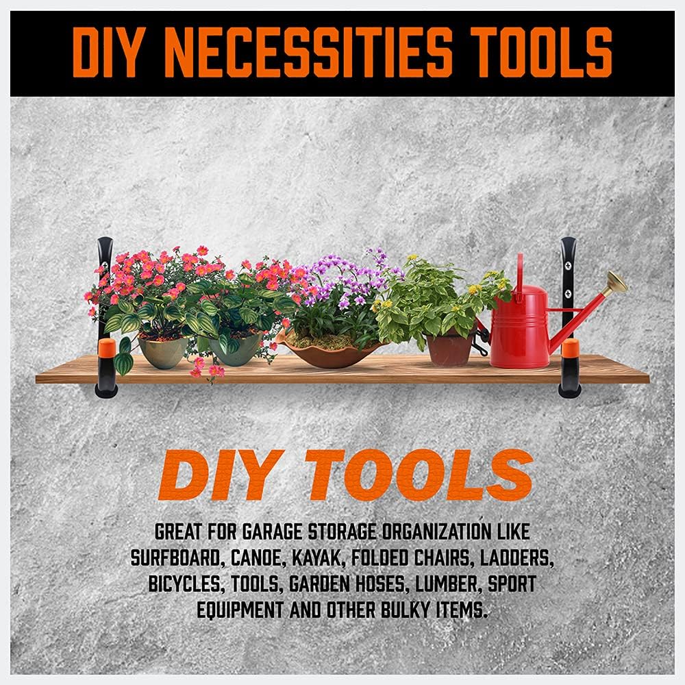 HORUSDY 10-piece garage hook set with black tubular steel, orange EVA tips, and multiple sizes, perfect for hanging tools, bikes, ladders, kayaks, and garden equipment.