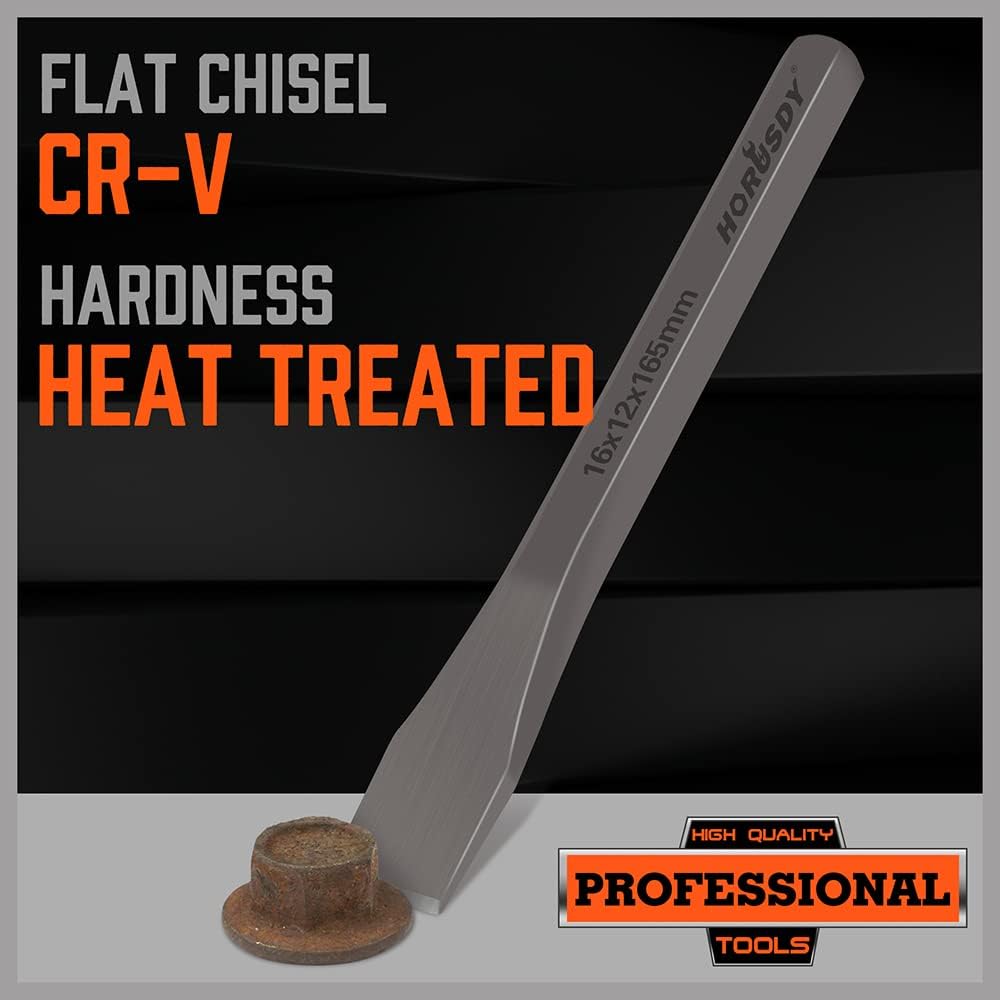HORUSDY 3-piece cold chisel set made of CR-V steel, heat treated, for metal and masonry work