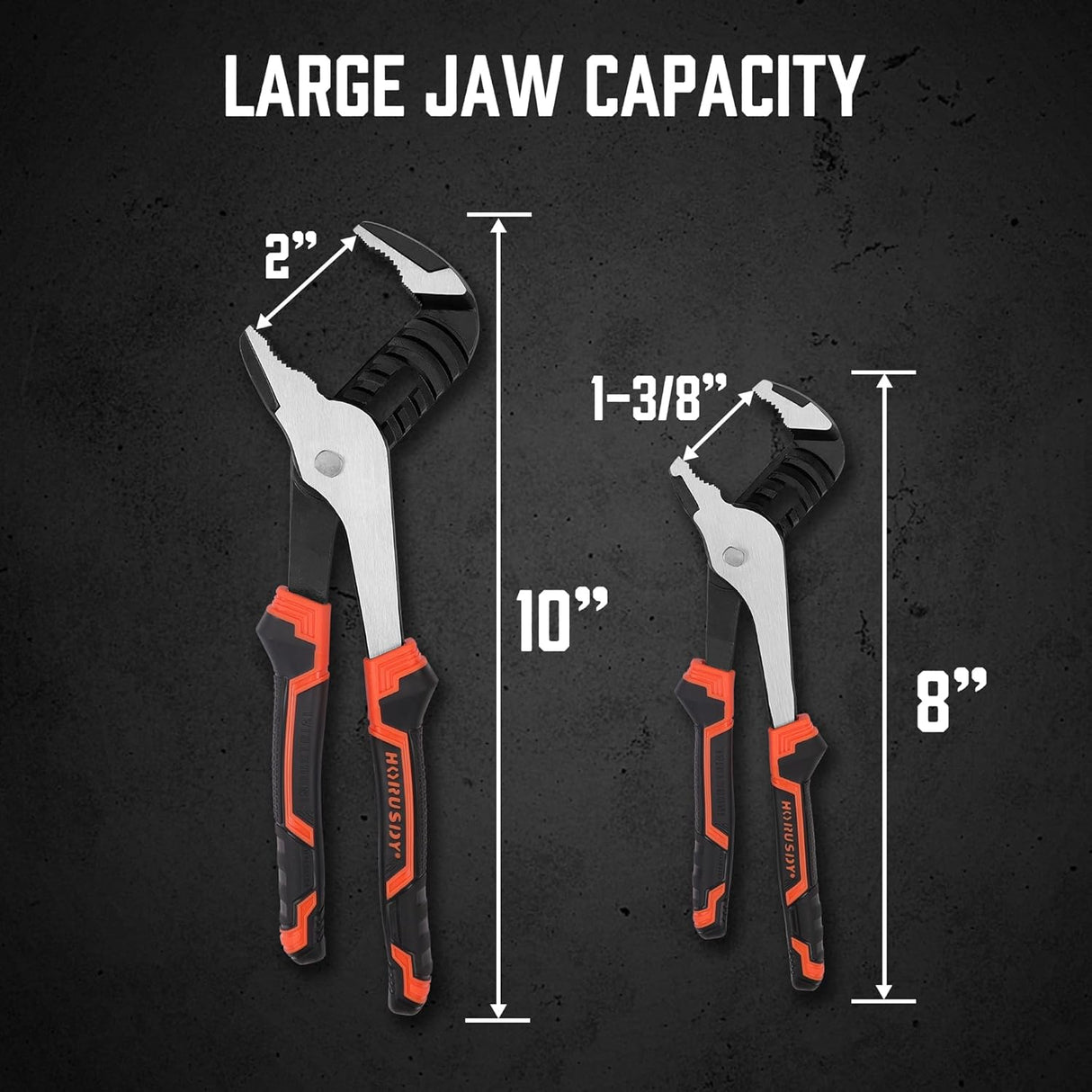 2-piece adjustable groove joint pliers set with ergonomic anti-slip handles and large jaw capacity for plumbing and mechanical work