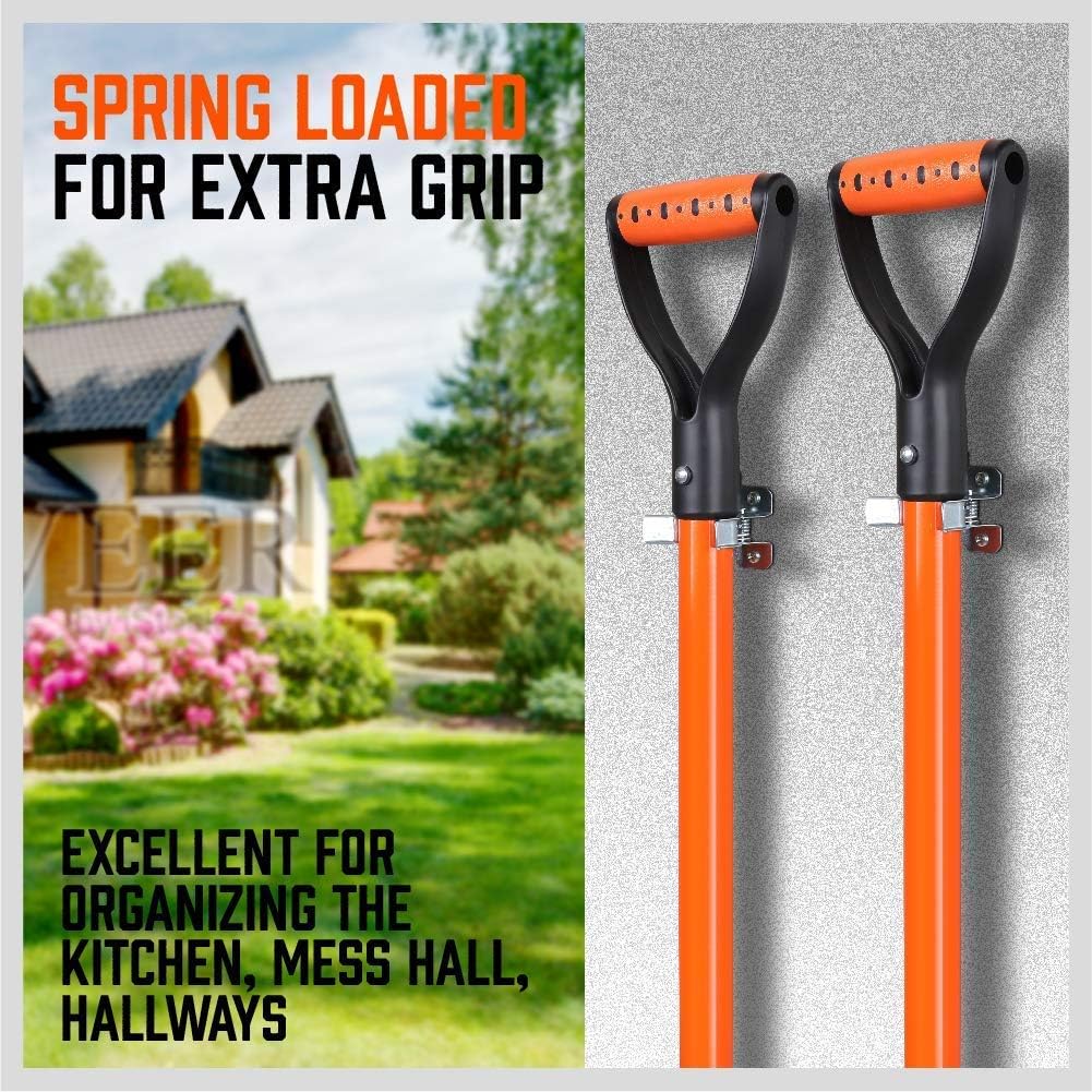 HORUSDY spring-loaded bulldog clamps for tool storage, garage, and garden organization