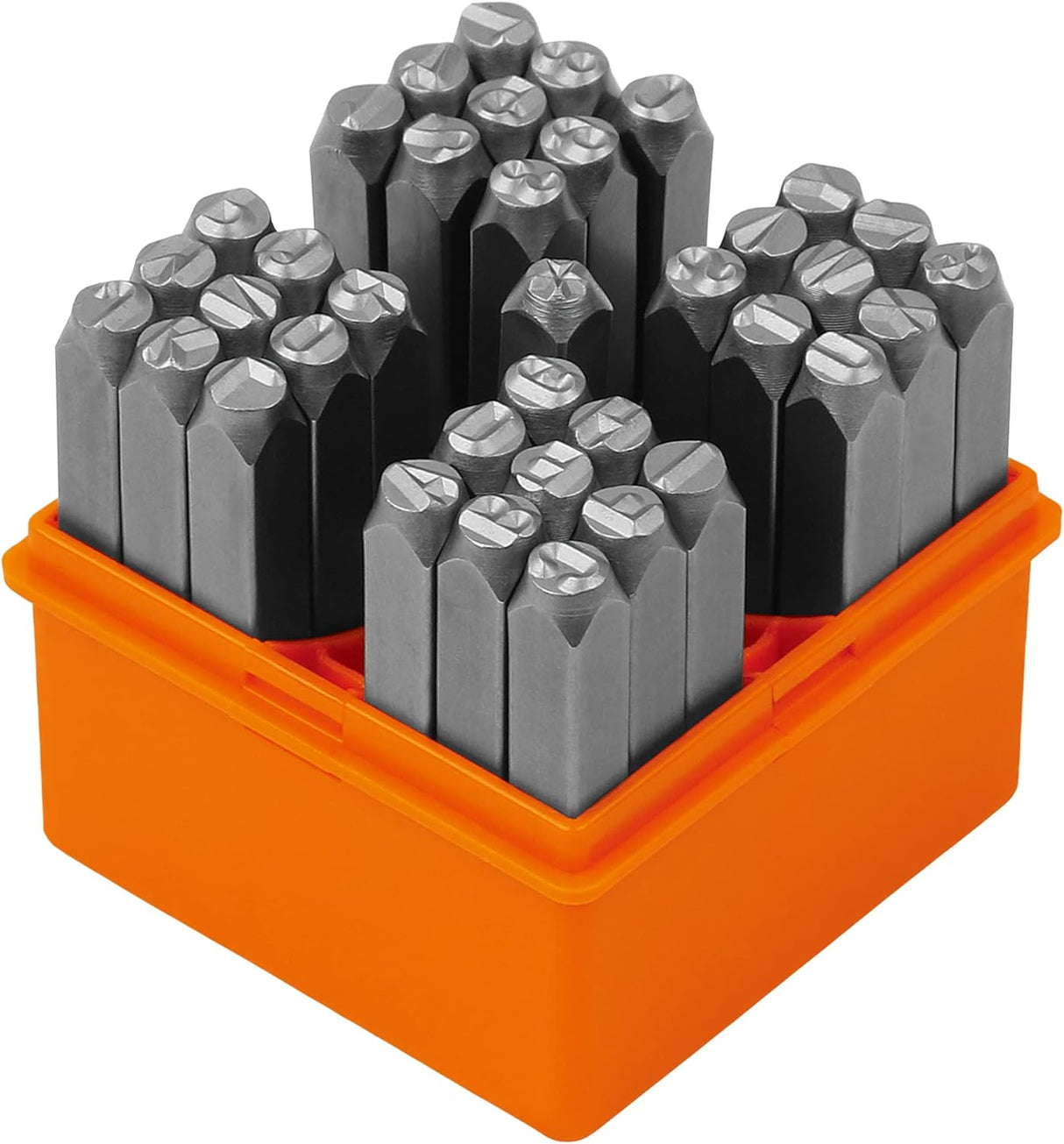 HORUSDY 6mm metal letter and number stamp set for jewelry, leather, and metal marking, with storage case