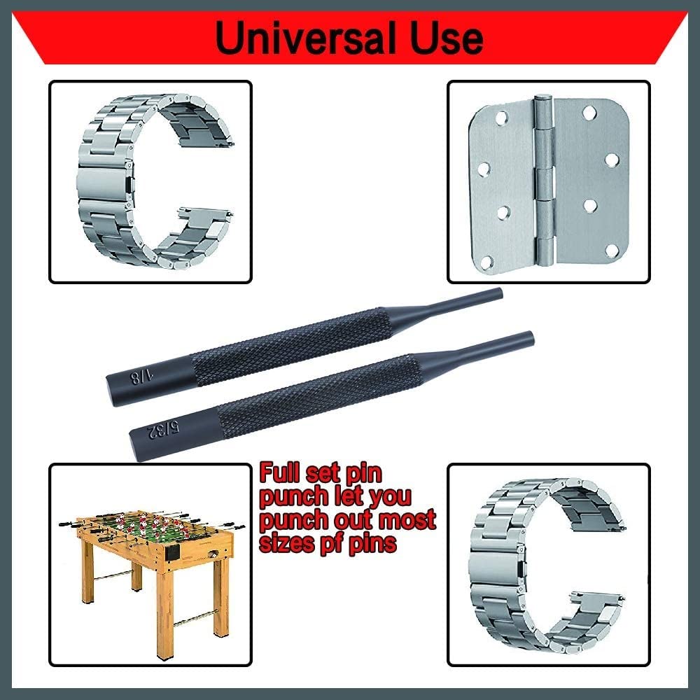 HORUSDY 8-Piece Pin Punch Set – Heat Treated Steel Punch Tool Kit with Roll-Up Pouch for Gunsmithing, Automotive, Machinery Repair