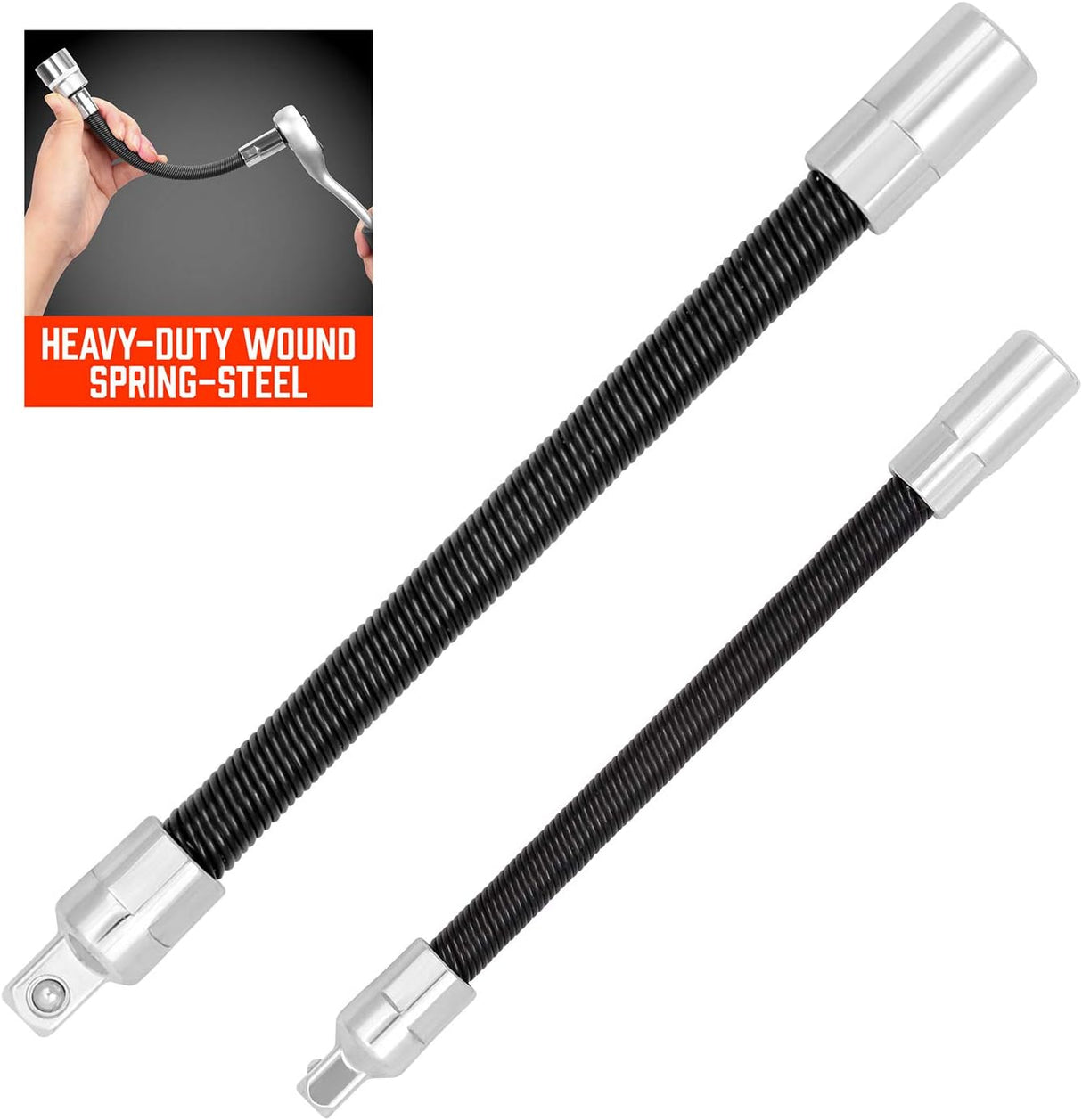 SEDY flexible extension bar set with 1/4" and 3/8" drive flex shafts, chrome-vanadium steel socket extension bars for tight and hard-to-reach spaces