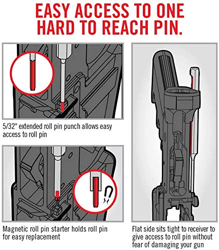 7-piece roll pin starter punch and bolt catch tool set with textured non-slip grip and storage pouch