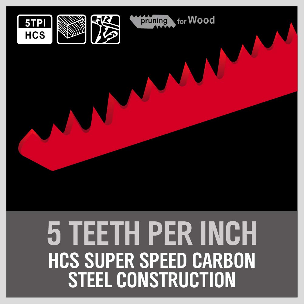 SEDY 12-inch pruning reciprocating saw blades for wood cutting, 5TPI HCS construction, compatible with all major brands