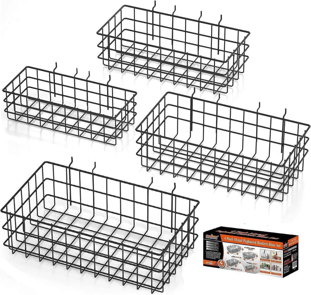 HORUSDY metal pegboard baskets for garage tool storage organization