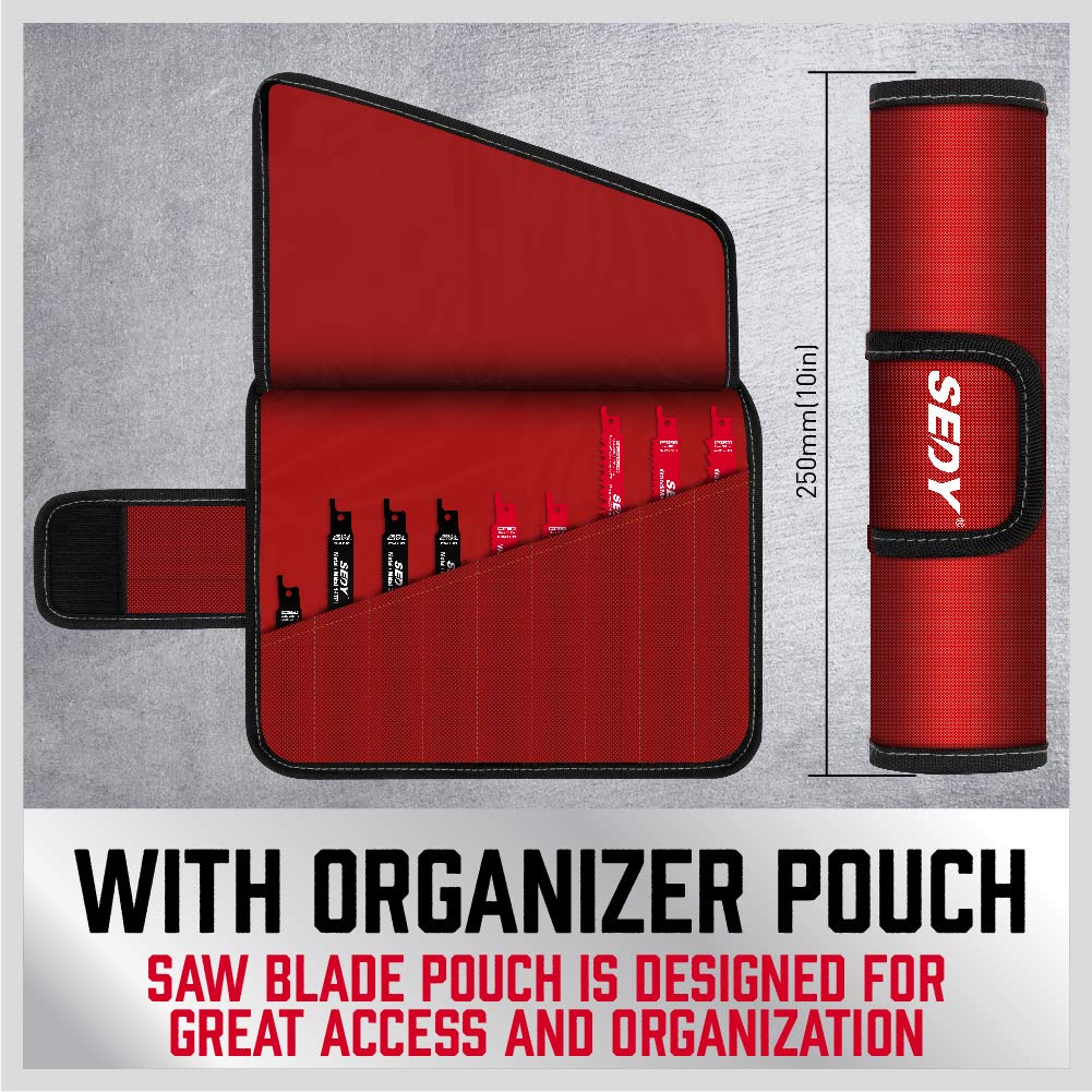 36-Piece Reciprocating Saw Blade Set for Wood and Metal, Includes Organizer Pouch