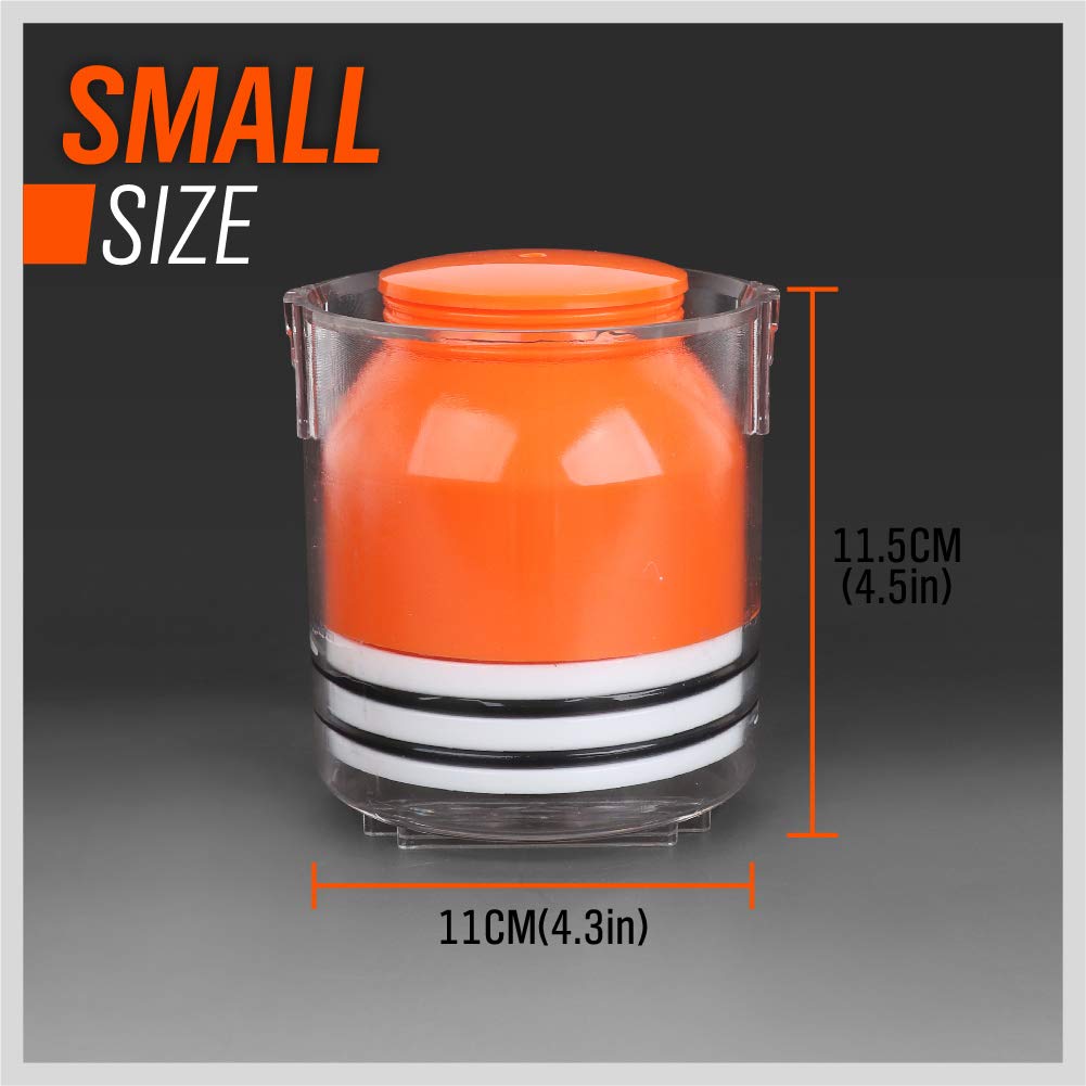 Manual bearing grease packer with clear cup and spring-loaded plunger for wheel bearings up to 3.5 inches, no air line or grease gun needed