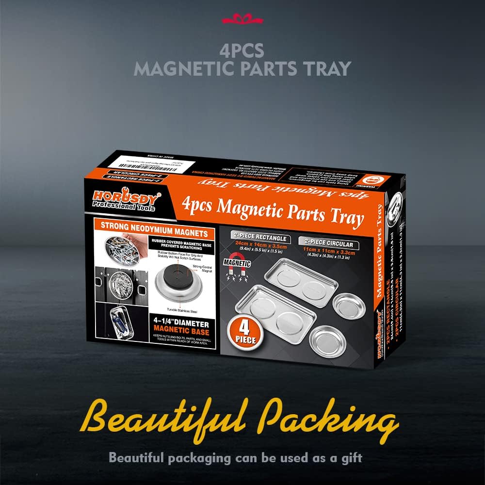 HORUSDY magnetic parts tray set with strong neodymium magnets for holding screws, bolts, and hardware