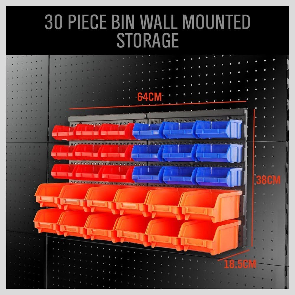 HORUSDY 30-Bin Wall Organizer Rack for Garage & Workshop