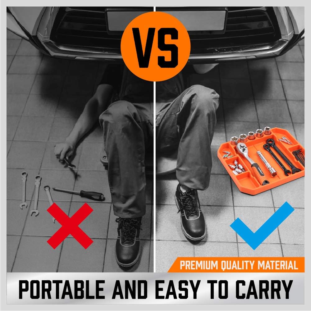 Horusdy 3PC Large Non-Slip Flexible Tool Tray | Tool Organizer Holder | Tool Storage Gift for Men