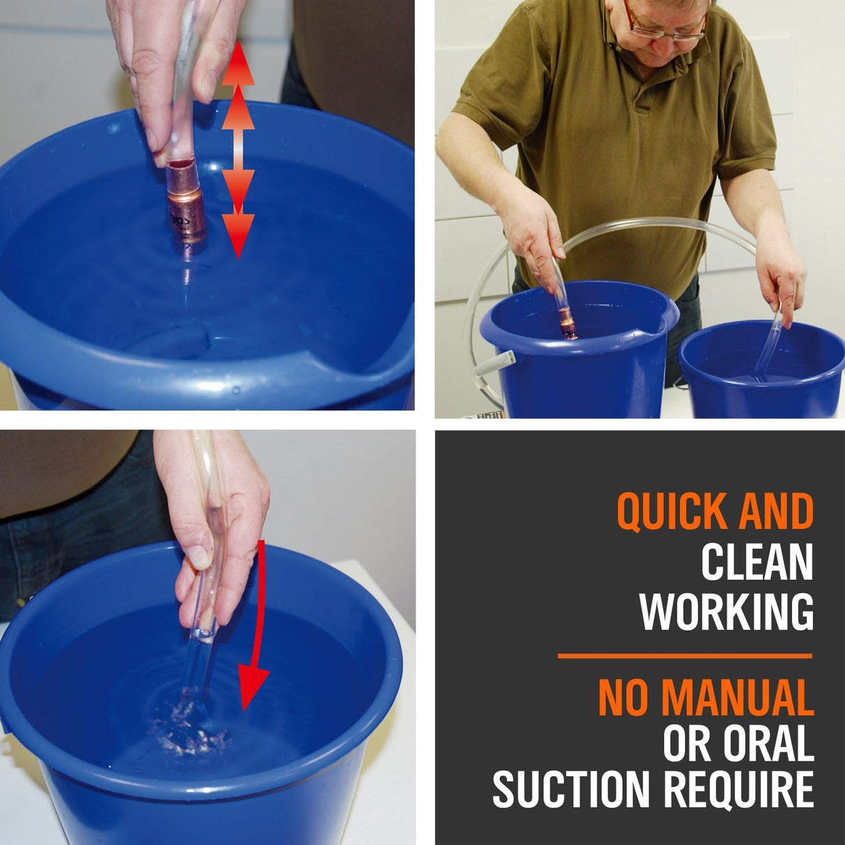 HORUSDY fuel transfer hose with copper nozzle, 1.8m anti-static siphon pump for car, gas, water, and camping