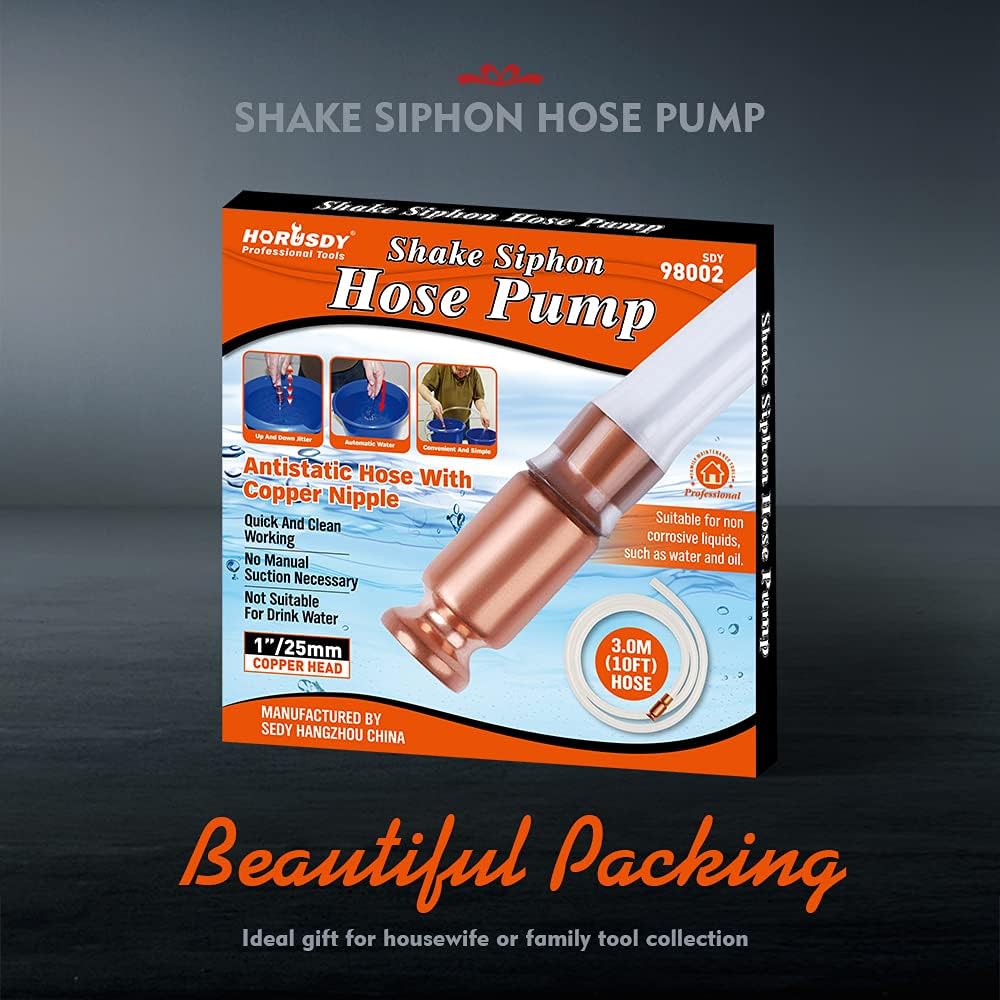 HORUSDY siphon hose pump with antistatic copper head for quick, clean fuel and liquid transfer