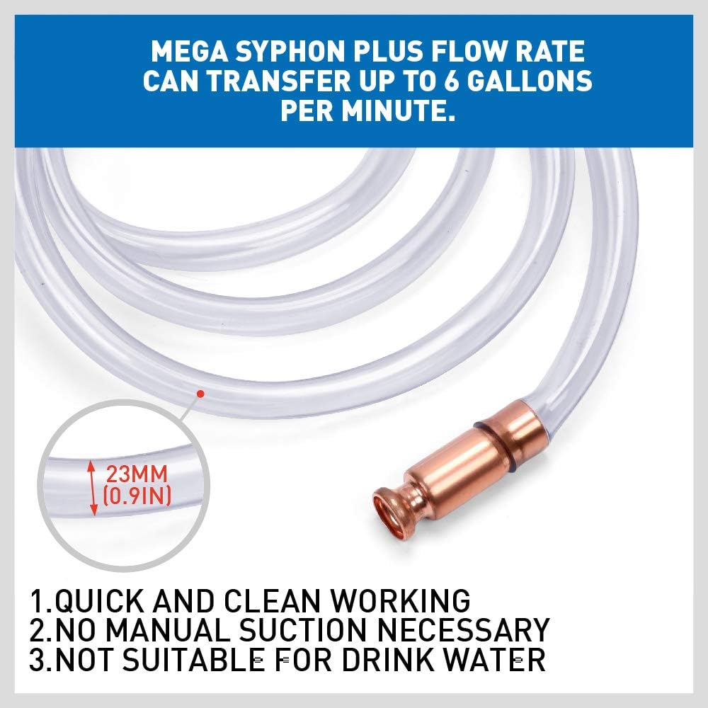 HORUSDY siphon hose pump with antistatic copper head for quick, clean fuel and liquid transfer
