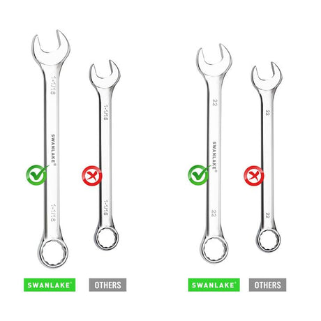 SWANLAKE 15-Piece Metric Combination Wrench Set, 12-Point Max Torque Open End Wrench Set, Cr-V Steel Wrenches 8, 9, 10, 11, 12, 13, 14, 15, 16, 17, 18, 19, 20, 21, 22mm with Storage Rack
