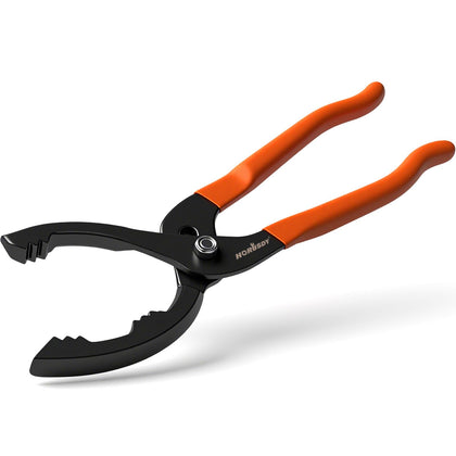 HORUSDY 12" Adjustable Oil Filter Pliers, Adjustable Oil Filter Wrench Removal Tool (Orange)