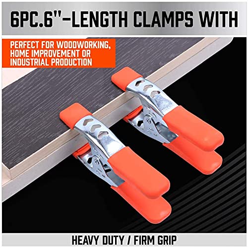 27-Piece 6-Inch Heavy Duty Spring Clamp Set, Large Metal Spring Clamps with 2.5-Inch Jaw Opening for Woodworking, Backdrops, Pool Covers, Photography & DIY Projects