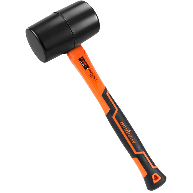 HORUSDY 16oz Durable Rubber Mallet Hammer with Fiberglass Handle, Non-Marring Blow Tool for Flooring, Tent Stakes, Woodworking, and Camping, Non-Slip Grip
