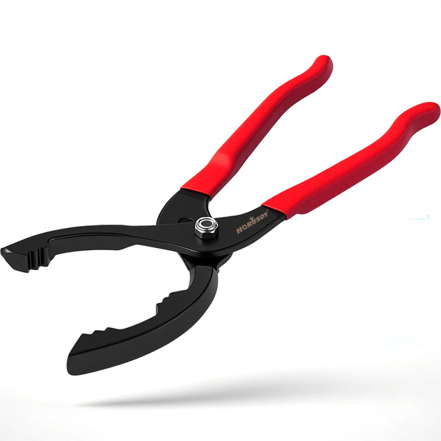 HORUSDY 12" Adjustable Oil Filter Pliers, Adjustable Oil Filter Wrench Removal Tool (Red)