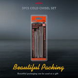 HORUSDY 3-Piece Heavy-Duty Cold Chisel Set, 3/8", 1/2", 5/8" Metal Chisels, Drop-Forged Cr-V Steel for Woodworking, Metalworking, Masonry & Carpentry