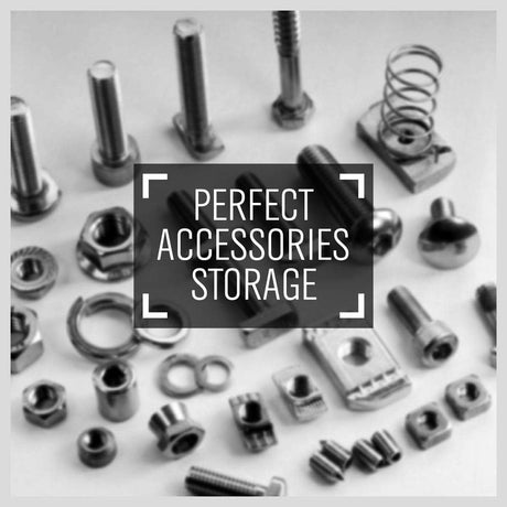 HORUSDY freestanding metal storage rack with 36 removable plastic bins for tools, screws, and garage organization