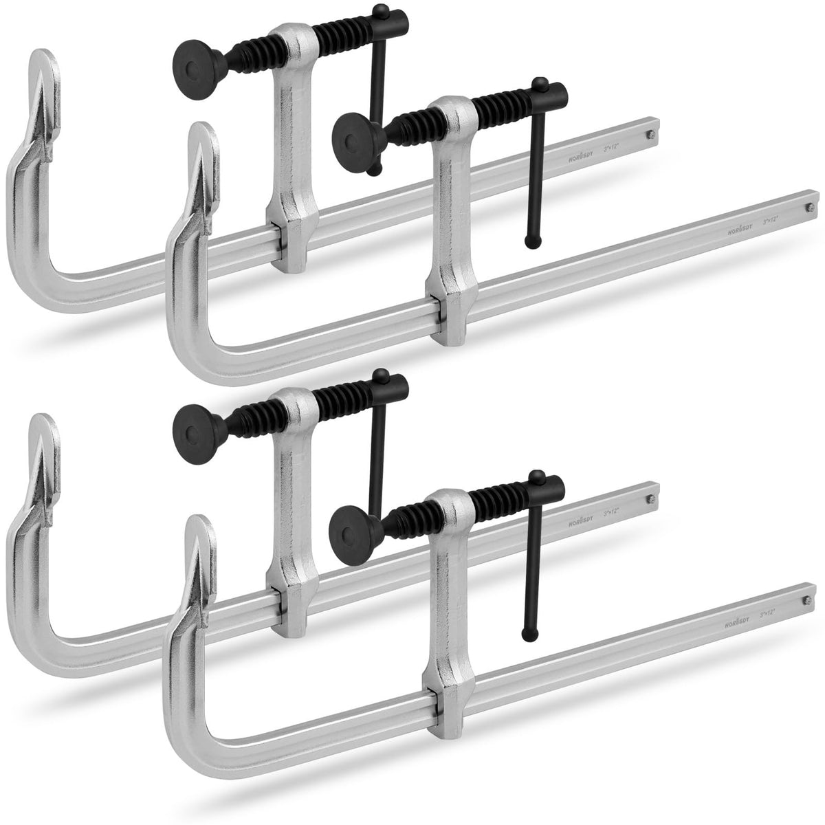 HORUSDY 12-Inch Steel Bar Clamp Set, 4-Pack