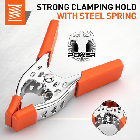HORUSDY 8-Piece 4" inch Spring Clamp, Heavy Duty Spring Metal Spring Clamps, 1.5"-inch Jaw opening