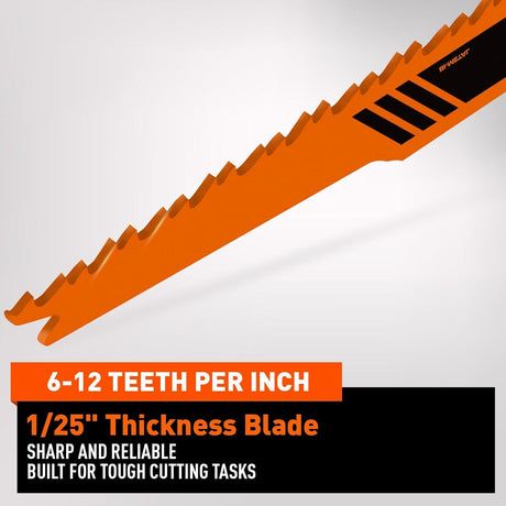 HORUSDY 30Pack 9 Inch 6-12 TPI Reciprocating Saw Blade Wood Pruning, Bi-Metal Saw Blades for Nail Wood or Trees Cutting, Sharp and Durability with Organizer Case