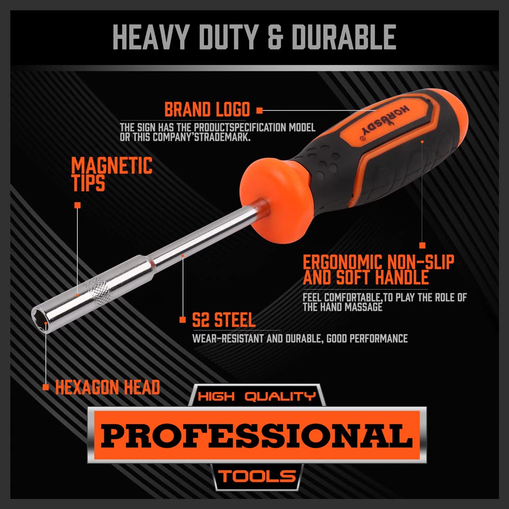 HORUSDY 2-Piece 1/4" Bit Driver Magnetic Screwdriver Bit Holder, 190mm and 90mm Long, Screwdriver Handle for Magnet Tip