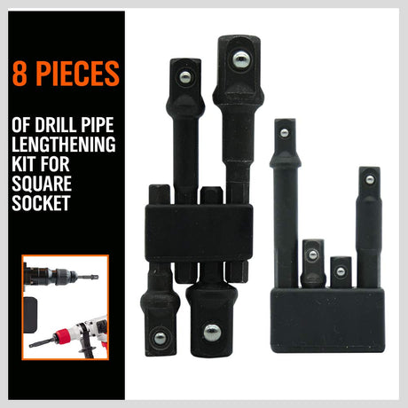 8-Piece Impact Sockets Adapter Sets, Hex Shank 1/4" 3/8" 1/2"