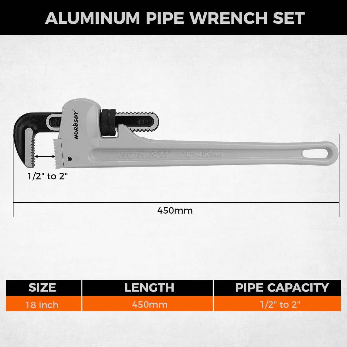 HORUSDY Heavy Duty Aluminum Pipe Wrench