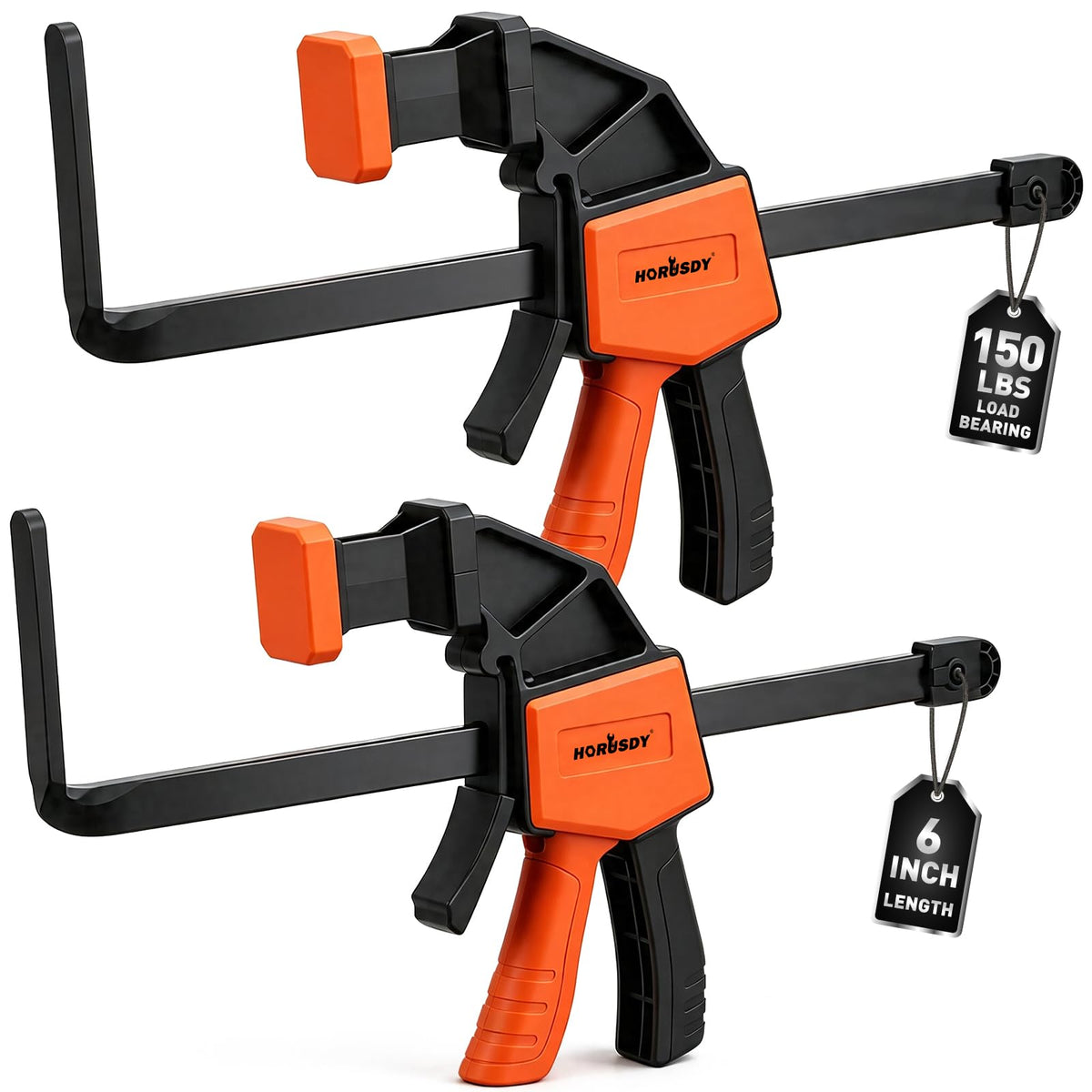 HORUSDY 2 Pieces Strong Hold Track Saw Clamps 6-Inch, Quick Release Track Saw Guide Rail Clamp for Woodworking, Circular Saw Guide Rail System, Durable with 150 LBS Load Limit & Easy Operation