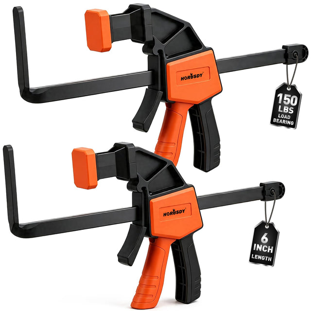 HORUSDY 2 Pieces Strong Hold Track Saw Clamps 6-Inch, Quick Release Track Saw Guide Rail Clamp for Woodworking, Circular Saw Guide Rail System, Durable with 150 LBS Load Limit & Easy Operation