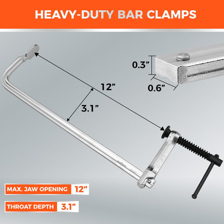 HORUSDY 12-Inch Steel Bar Clamp Set, 4-Pack