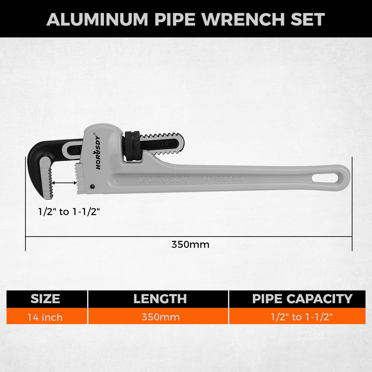 HORUSDY Heavy Duty Aluminum Pipe Wrench