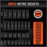 HORUSDY 50-Piece 3/8" Drive Impact Socket Set, Standard SAE (5/16 to 3/4 inch) and Metric (8-22mm) Size, 6 Point, Cr-V, 3/8-Inch Drive Ratchet Wrench, Drive Extension Bar, Impact Universal Joint