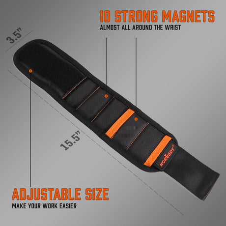 HORUSDY Magnetic Wristband & Universal Socket Grip (7–19mm), Stocking Stuffers Gifts for Men with Strong Magnets for Holding Screws, Nails, Drilling Bits, DIY, Christmas Tool Gift for Men