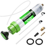 SWANLAKE 200cc Fluid Extractor & Fill Pump, Automotive Fluid Pump Extractor, Oil Change Pumps with 23'' Long Hose, 2PCS 12'' Extension Tubes, Suction Pumps for Lawn Mowers Cars