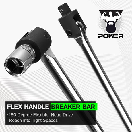 SWANLAKE 1/2 Breaker Bar, 17.5" Length with 180° Rotatable Head, 1/2 inch Drive,CR-V Steel