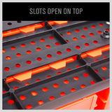 HORUSDY Wall Mounted Storage Bins Parts Rack 30PC Organizer Garage Plastic Shop Tool for Men's Gift, Blue,Orange,Red