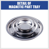 HORUSDY Magnetic Tray | 3-Piece | Round Magnetic Parts Tray | 3 Inch 4 Inch 6 Inch Magnetic Tray for Mechanic's | Stainless Steel