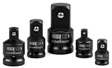 HORUSDY 5-Piece Impact Socket Adapter and Reducer Set, 1/4-Inch Hex Shank Socket to Drill Adapter 1/4", 3/8", and 1/2" Impact Driver Adapter for Power Drill & Impact Driver