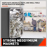 HORUSDY 4-Piece Large Magnetic Parts Tray Set, Stainless Steel Heavy Duty 9.5" W x 5.5''L Square and 4.5" Round Magnetic Trays Tools Parts Tray