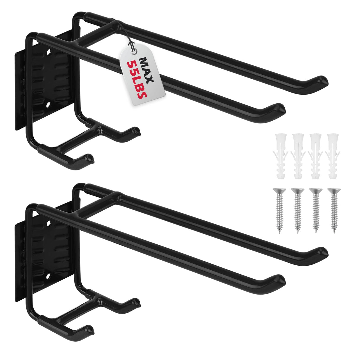 6-Piece Heavy Duty Rafter Hanger Hooks with 2-Piece Extension Straps, Vinyl Coated Large Metal Garage Utility Hooks for Hanging Bike Ladder Garden Tool Organizer (8 Pack, Orange)