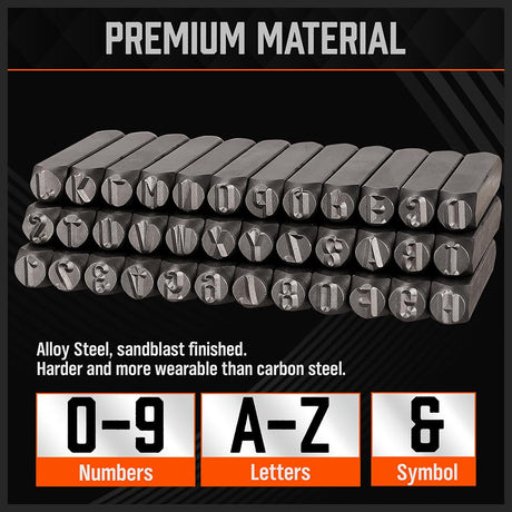HORUSDY 36-Piece Number and Letter Stamp Set 5/16 (8mm) (A-Z) Punch Perfect for Imprinting metal stamping kit, Plastic, Wood, Leather
