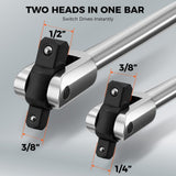 HORUSDY 10-Piece Dual-Drive Breaker Bar Set, Heavy-Duty Torque Kit with 360° Rotatable Head, Premium Cr-V Steel, Spring-loaded Detent Ball, Extension Bars & Socket Adapters, Durable Storage Case