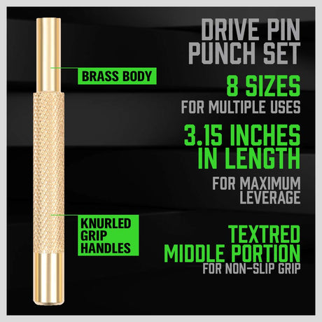SWANLAKE 8-Piece Brass Punch Set, Removing Repair Tool1/8" - 5/16" Brass Pin Drive Punch Set